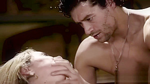 Blonde teen 18+ gets ravished by two guys in MMF porn