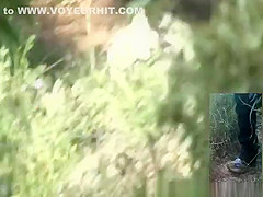 Blonde woman caught by two spy cams peeing