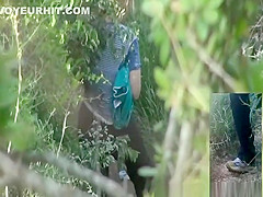 Blonde woman caught by two spy cams peeing