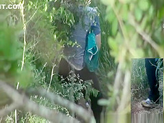 Blonde woman caught by two spy cams peeing
