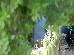 Blonde woman caught by two spy cams peeing
