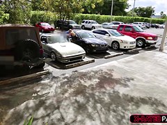 Blondie and sexy woman tries to sell her car sells her pussy to Shawn