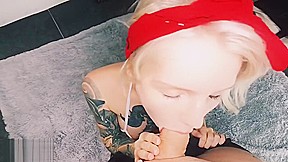 Blowjob after school - Blue eyed tattooed blonde teen 18+ loves sucking cock