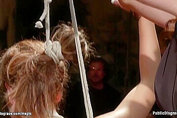 Bound And Blindfolded Slave In Public With Amy Brooke, Princess Donna And James Deen