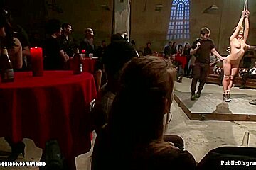 Bound And Blindfolded Slave In Public With Amy Brooke, Princess Donna And James Deen