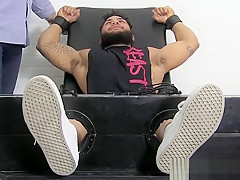 Bound black dude receives tickle torment from older gentlema