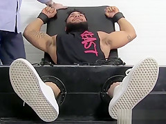 Bound black dude receives tickle torment from older gentlema