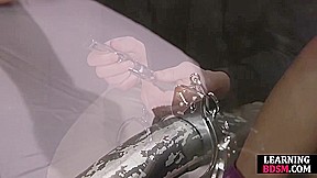 Bound sub toyed by her kinky maledom during masterclass