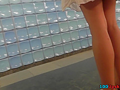 Breathtaking upskirt shot of bubble ass gal in g-string