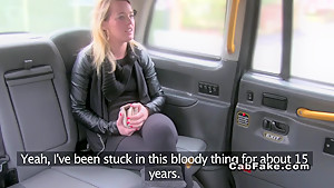British blonde deep throats huge dick in cab taxi reality