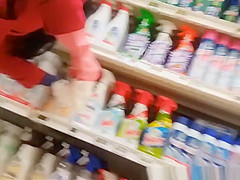 Brunette chick sexy ass at the supermarket