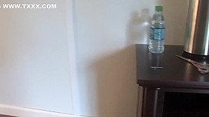 Burglar helps bondage girl to pee