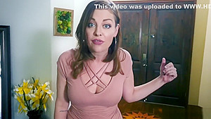 Busty MILF Sovereign Syre plays with stepsons cock
