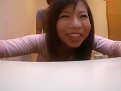 Busty asian amateur fucks guy in washroom