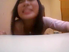 Busty asian amateur fucks guy in washroom