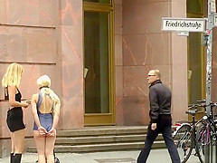 Busty blonde dp fucked in public bar