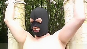 Busty mistress ties slave to tree and whips him before sucks and fucks BBC