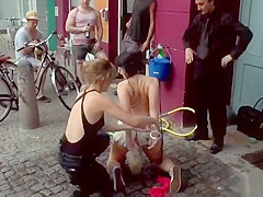 Butt plugged babe disgraced at bike shop