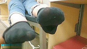 Cahleah's sexy feet and sniffing in public