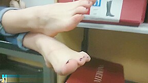 Cahleah's sexy feet and sniffing in public