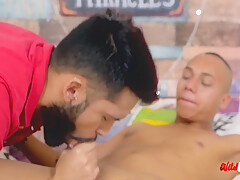 Camilo And New Guy Angel Giving Each Other A Cute Cocksucking, Semen In Their Chests