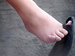 Candid Brunette Feet & Legs Shoeplay Dangling
