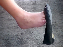 Candid Brunette Feet & Legs Shoeplay Dangling