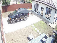 Caught In Front Of A Security Camera  Busty Girl Sucks Boyfriend In My Backyard!