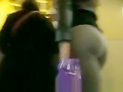 Chick in tight pants at shopping