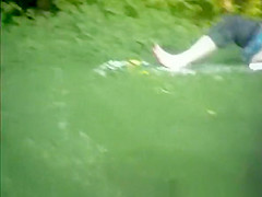Chick rides dick in public park