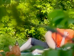 Chick rides dick in public park