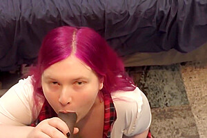 Chubby Bbw Pinky Sucks Bbc And Gets Creampie In Big Ass Pov