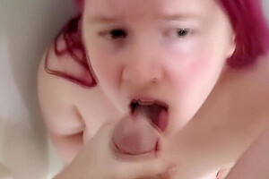 Chubby Shemale Drinks Piss And Cum Pov