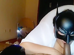 Chubby Wife Wearing Batman Mask Pov Blowjob