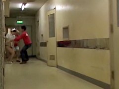 Chubby nurse got her horny bottom sharked in the corridor