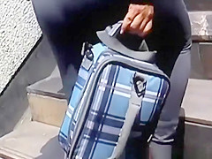Chubby woman wearing tight clothes