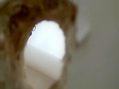 Chubby woman with fat shaved pussy peeing