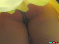 Classic panties under mini skirt in this upskirt clip