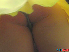 Classic panties under mini skirt in this upskirt clip