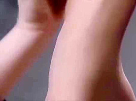 Classy blonde with spex fucked with strapless dildo