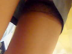 Close-up upskirt in escalator