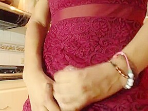 Cock stroking in the kitchen with ally