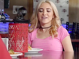 College couple fuck in a diner with the mature waitress