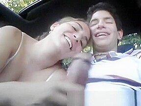 College girl sucks dick in her car