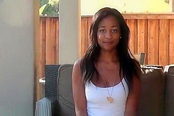 Comely breasty black gal attending in private casting