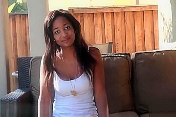 Comely breasty black gal attending in private casting