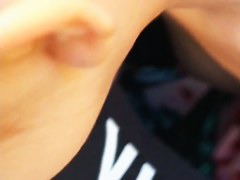 Confused Japanese girl shows her entire chest to a