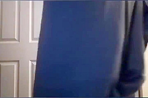 Crossdresser striptease with big cumshot at the end