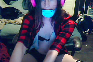 Cuffed, Gagged, Plugged, Clit Caged, and Listening to