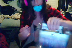 Cuffed, Gagged, Plugged, Clit Caged, and Listening to